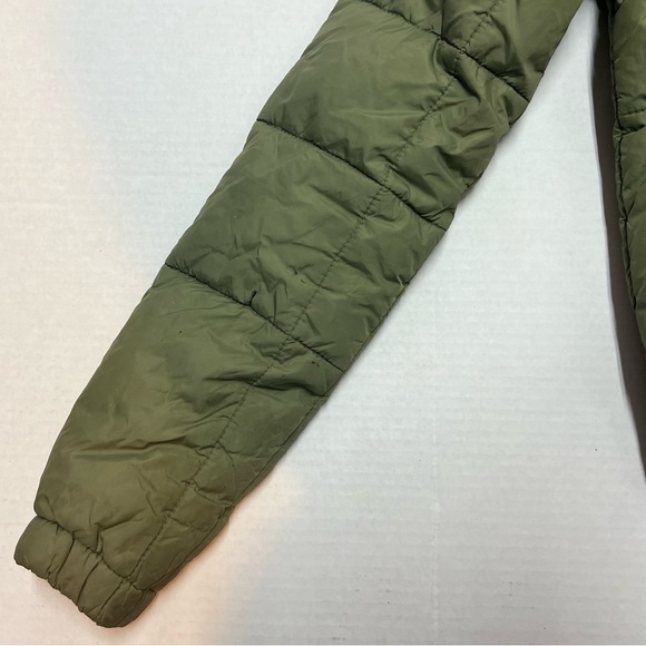 Women's Hollister Olive Green Fur Trim Hooded Winter Quilted S Puffer Jacket - Picture 5 of 6